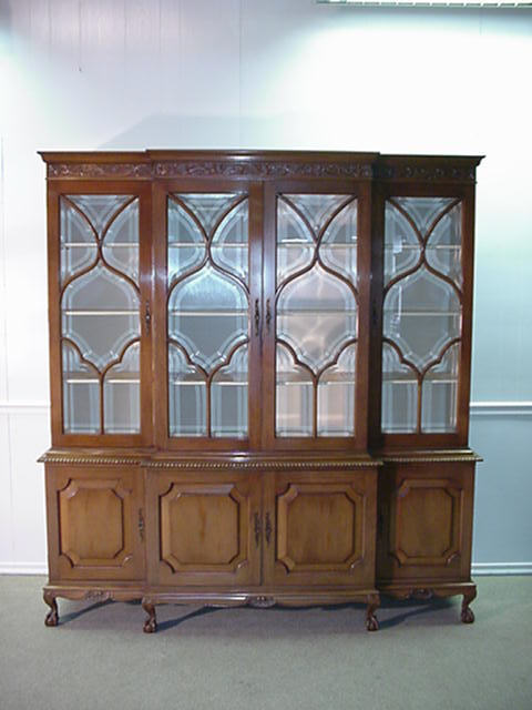 Solid Mahogany Ball and Claw Breakfront China Cabinet